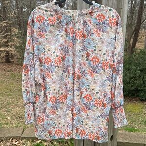 Floral Long-Sleeve Peasant Blouse - Multi
